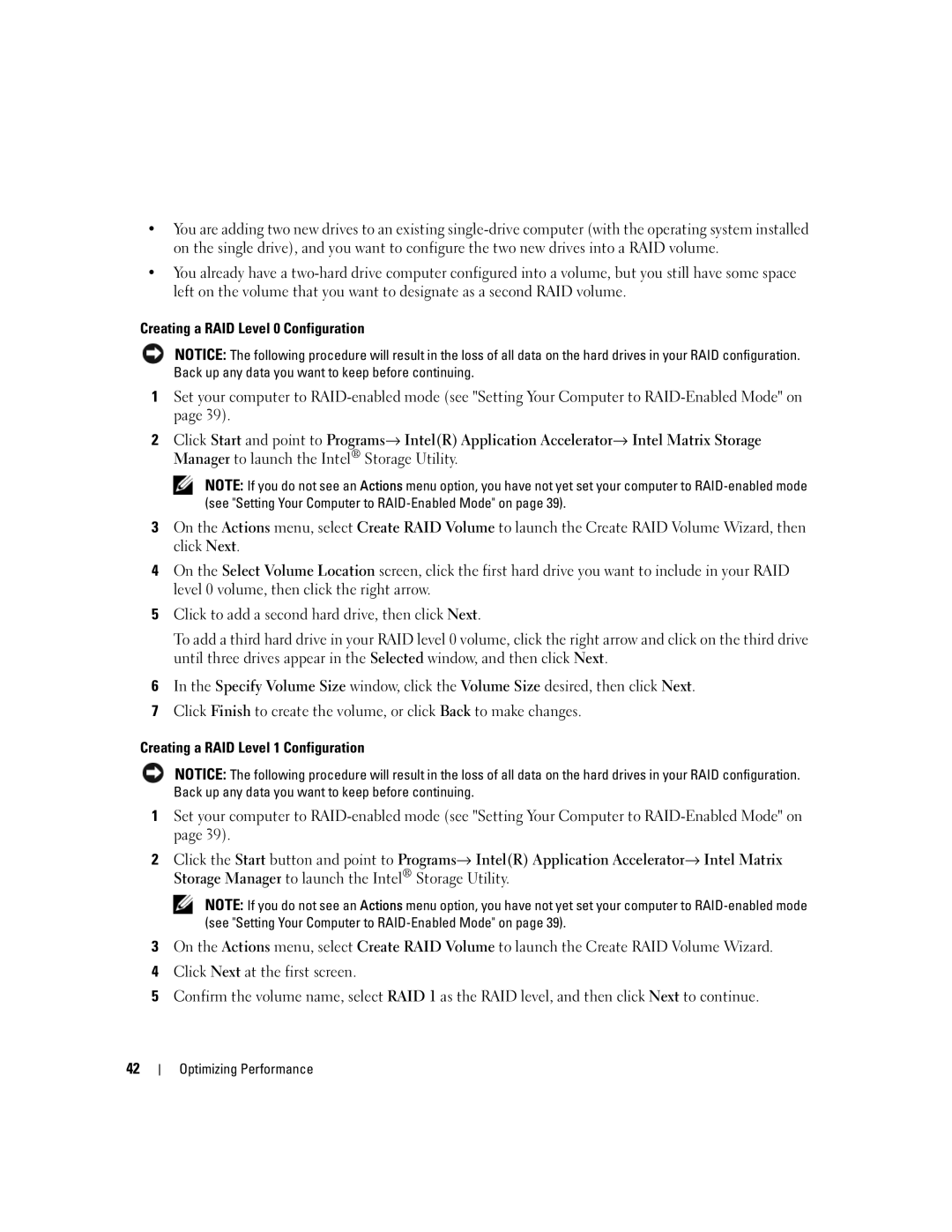 Dell 9200 owner manual Creating a RAID Level 0 Configuration 