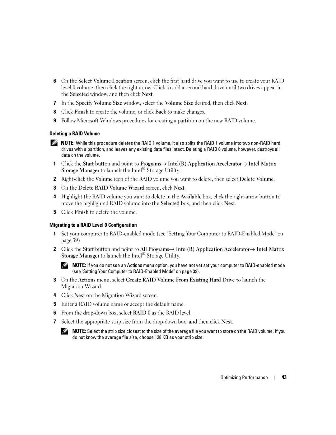 Dell 9200 owner manual Migrating to a RAID Level 0 Configuration 