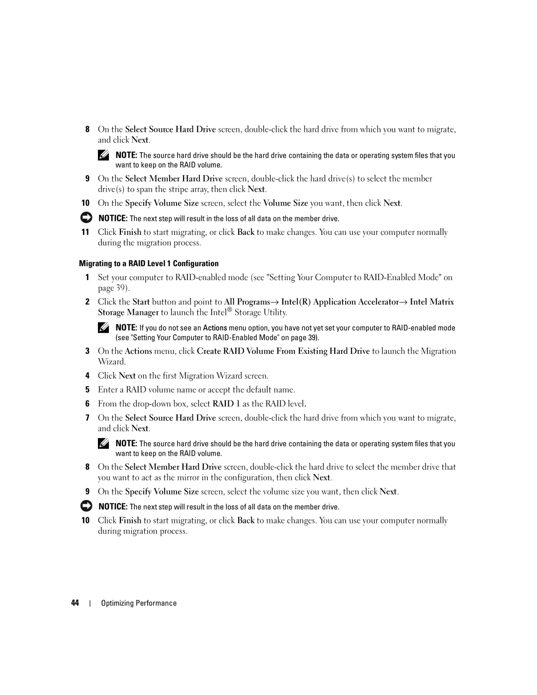 Dell 9200 owner manual Migrating to a RAID Level 1 Configuration 