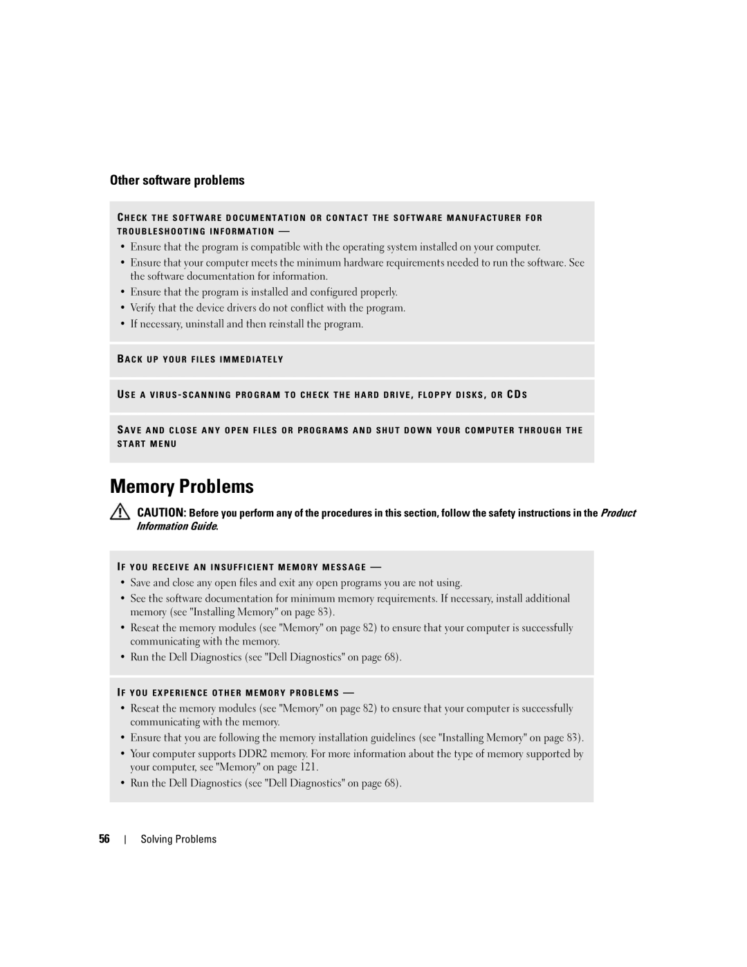 Dell 9200 owner manual Memory Problems, Other software problems 