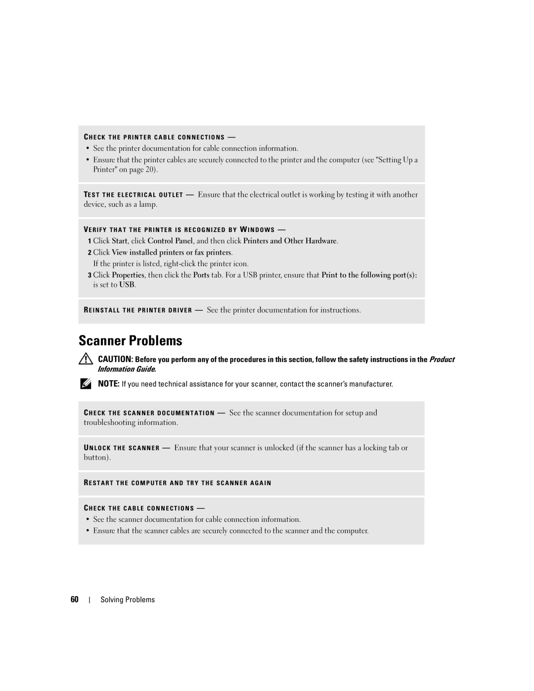 Dell 9200 owner manual Scanner Problems 