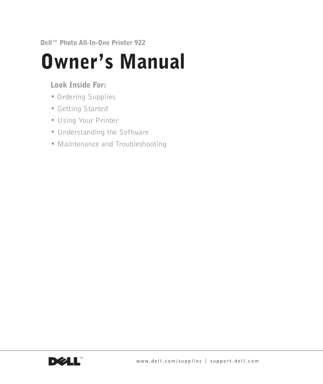 Dell 922 owner manual Look Inside For 