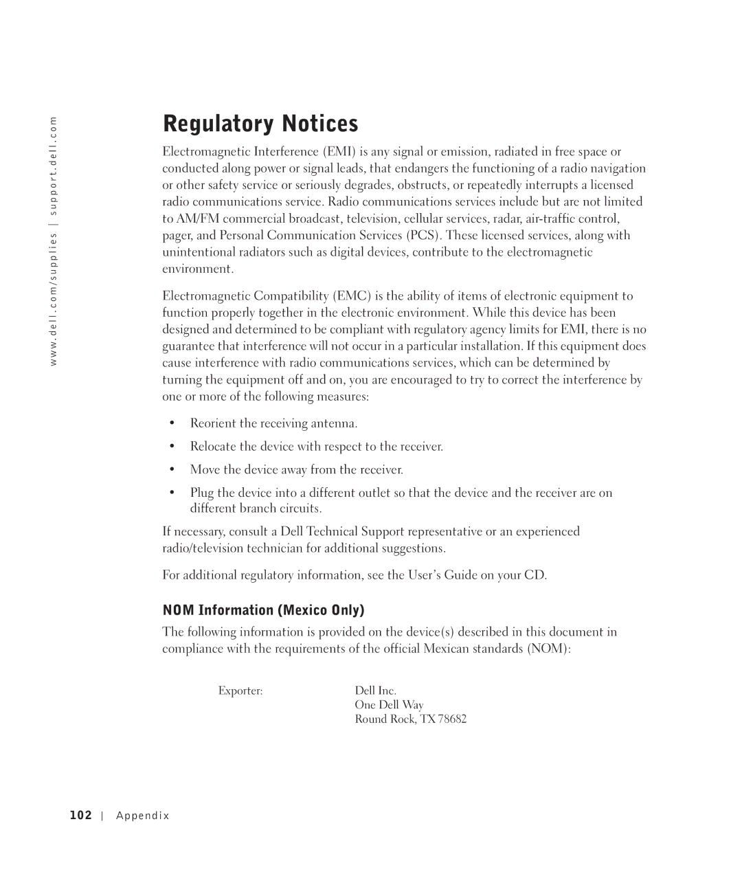 Dell 922 owner manual Regulatory Notices, NOM Information Mexico Only 