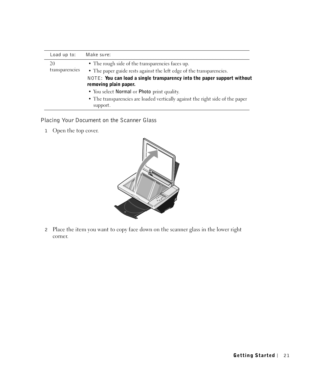 Dell 922 owner manual Placing Your Document on the Scanner Glass 