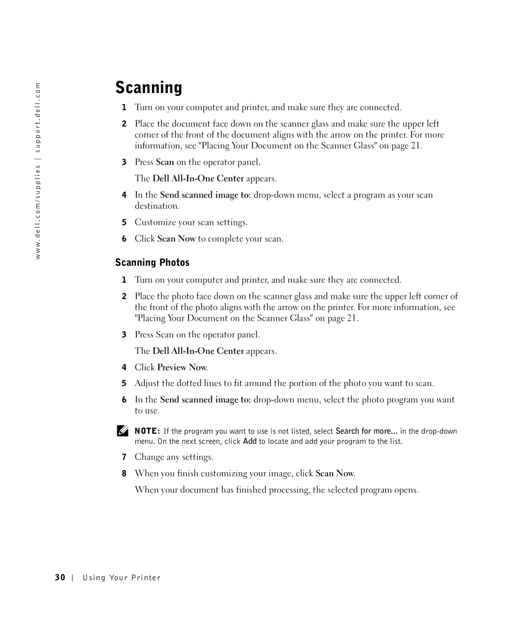 Dell 922 owner manual Scanning Photos 