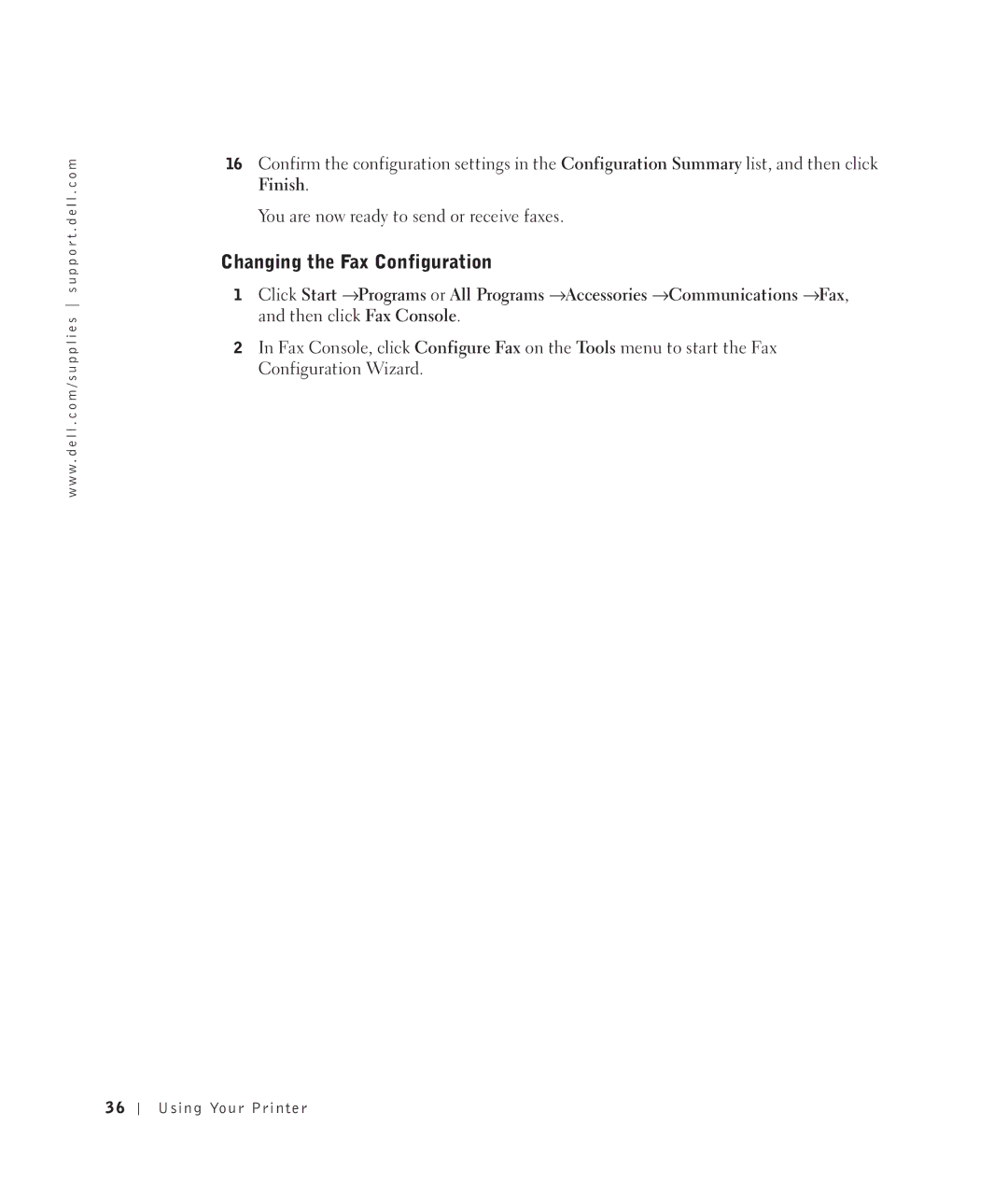 Dell 922 owner manual Changing the Fax Configuration 