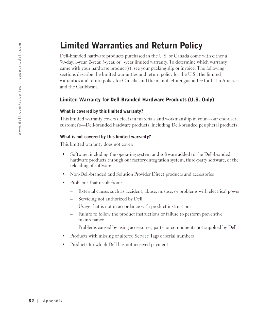 Dell 922 owner manual Limited Warranties and Return Policy, What is covered by this limited warranty? 