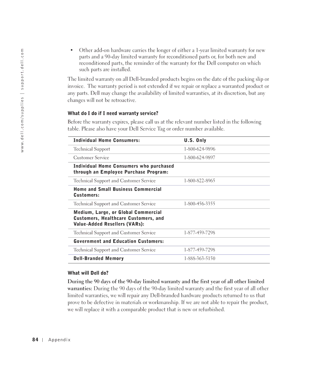 Dell 922 owner manual What do I do if I need warranty service?, What will Dell do? 