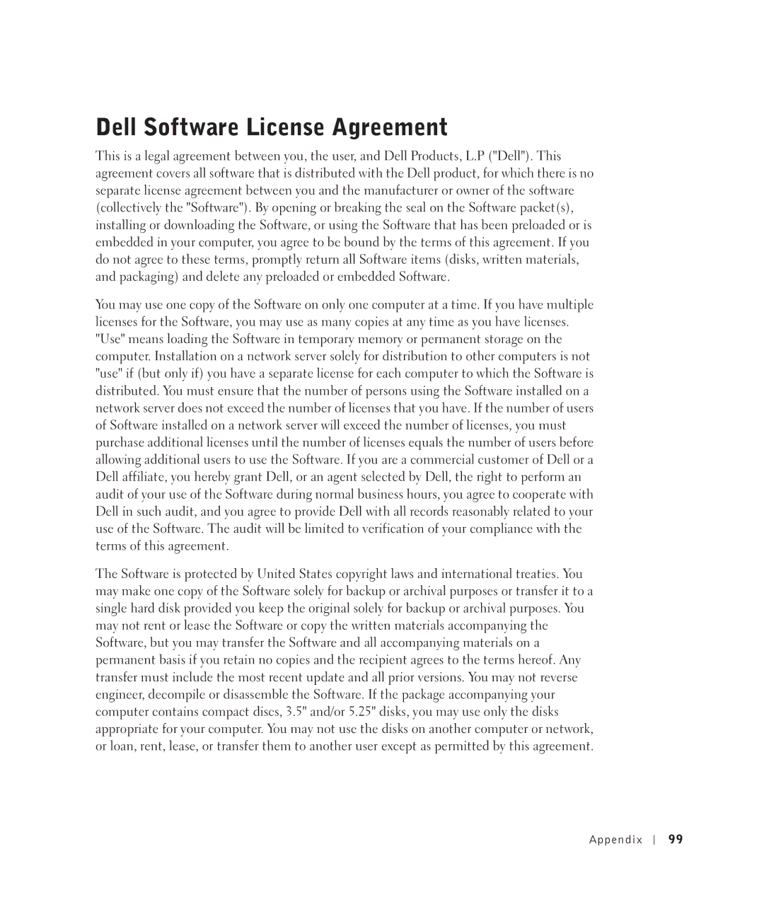 Dell 922 owner manual Dell Software License Agreement 