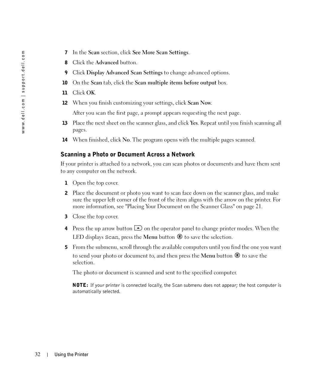 Dell 924 owner manual Scanning a Photo or Document Across a Network 