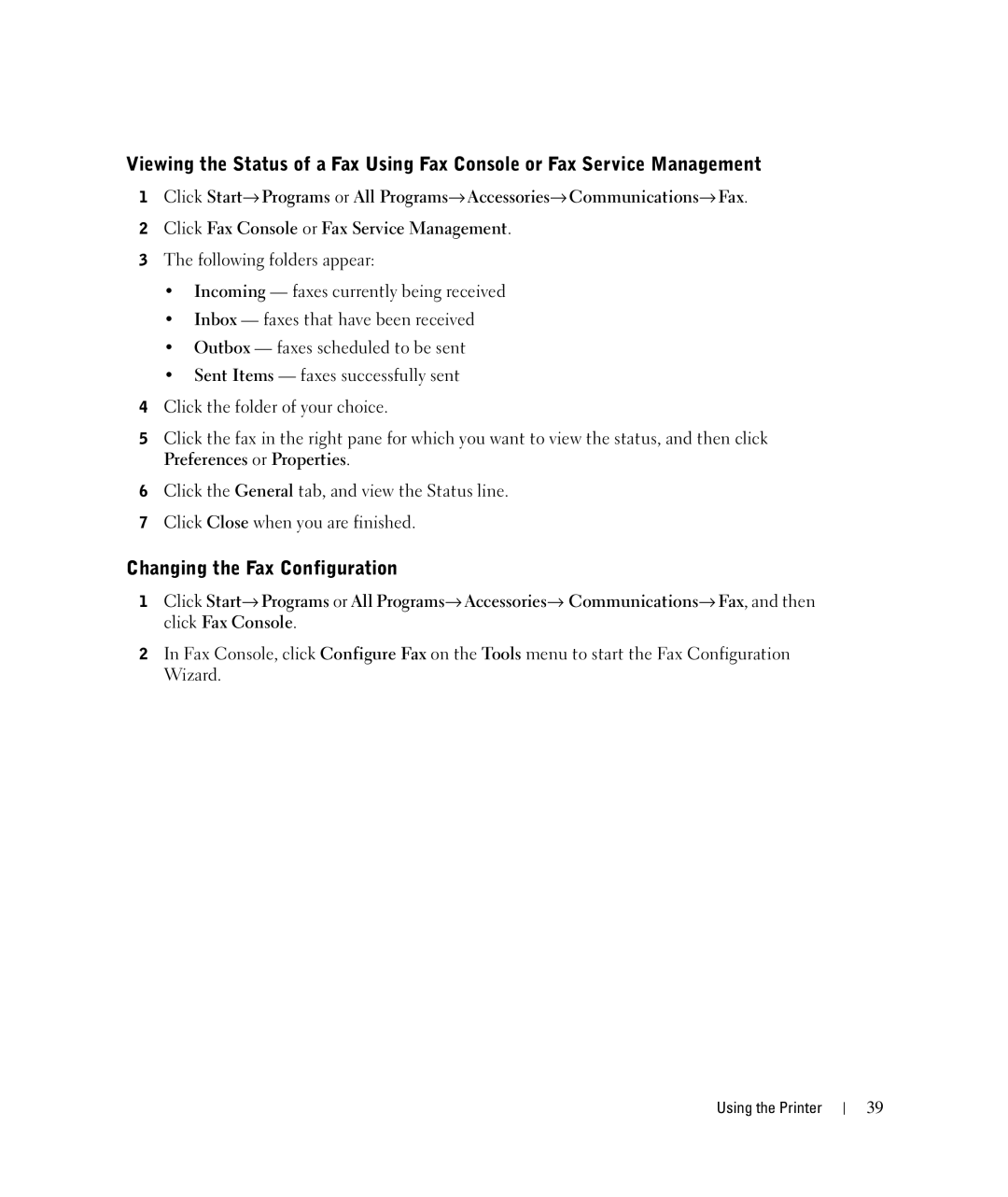 Dell 924 owner manual Changing the Fax Configuration 