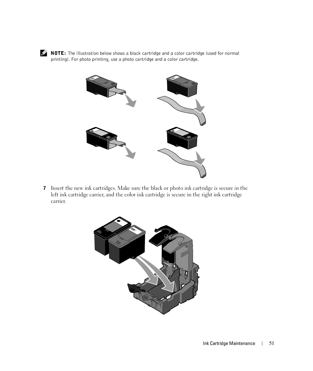 Dell 924 owner manual Ink Cartridge Maintenance 