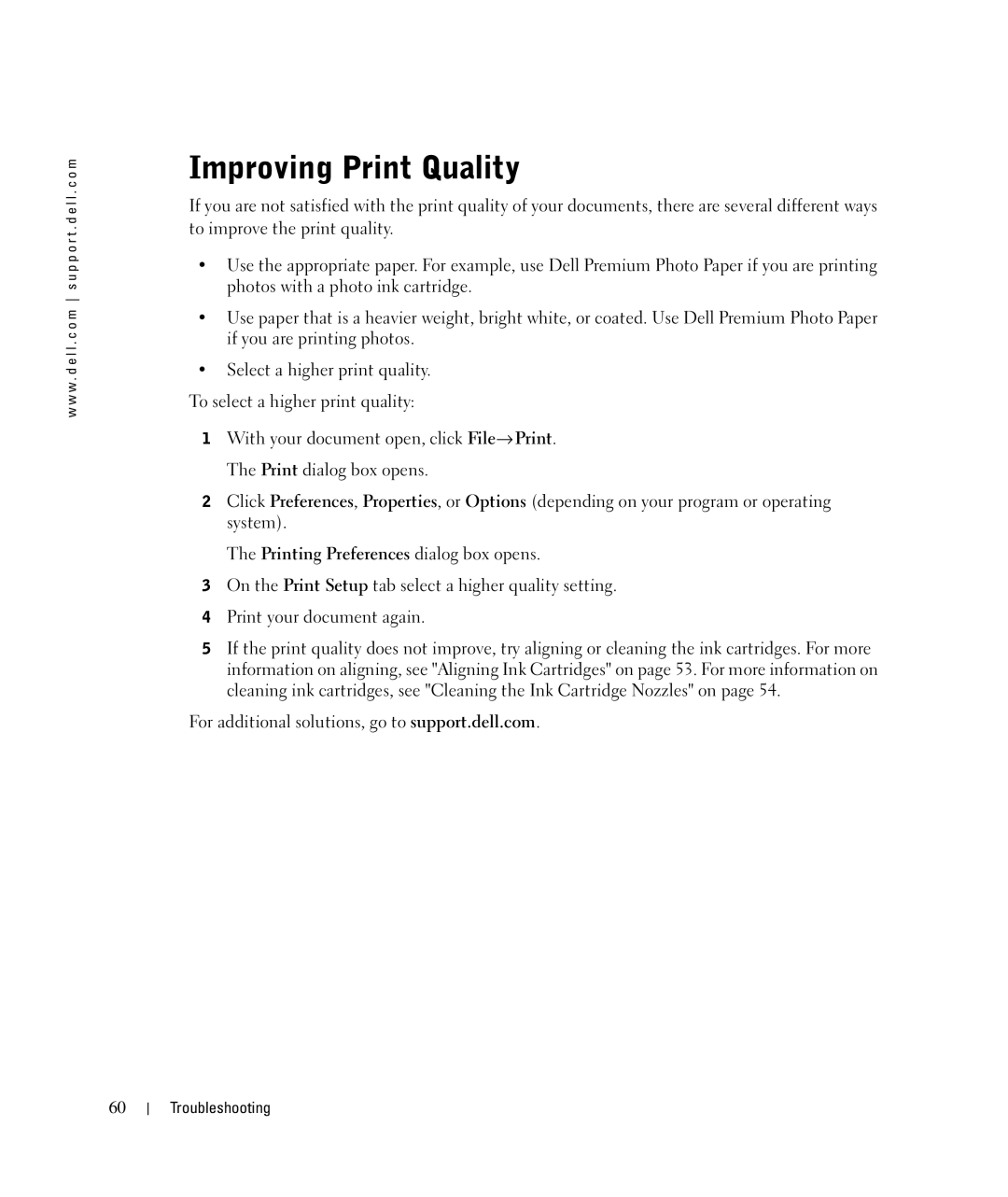 Dell 924 owner manual Improving Print Quality 