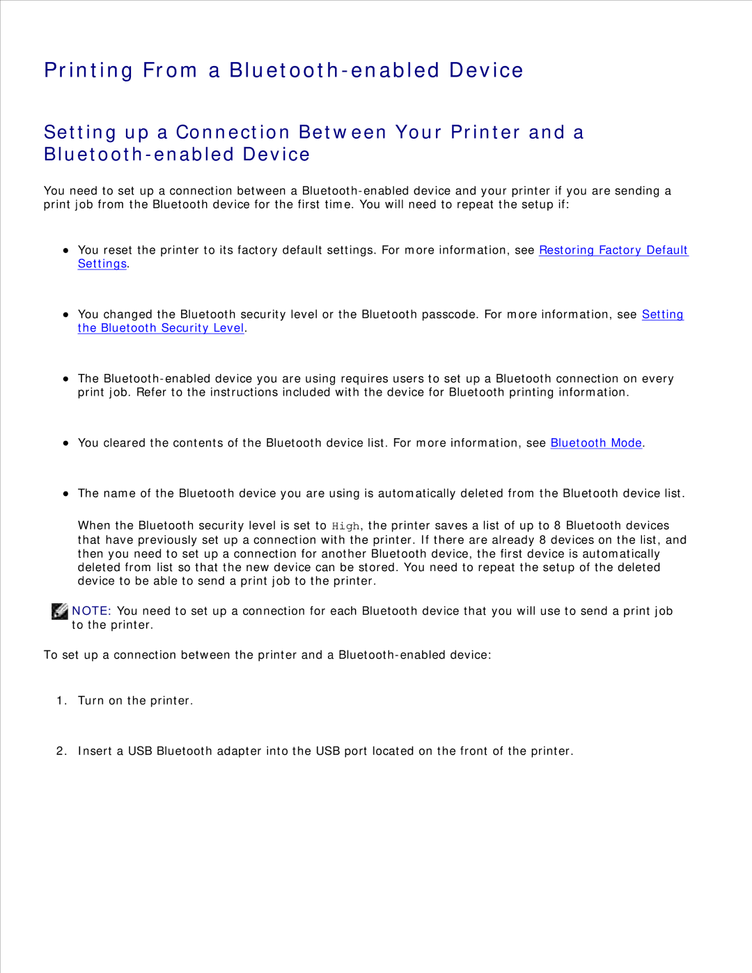 Dell 926 manual Printing From a Bluetooth-enabled Device 