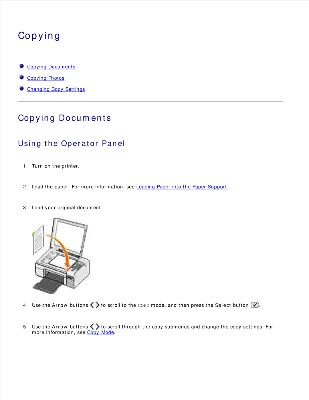 Dell 926 manual Copying Documents, Using the Operator Panel 