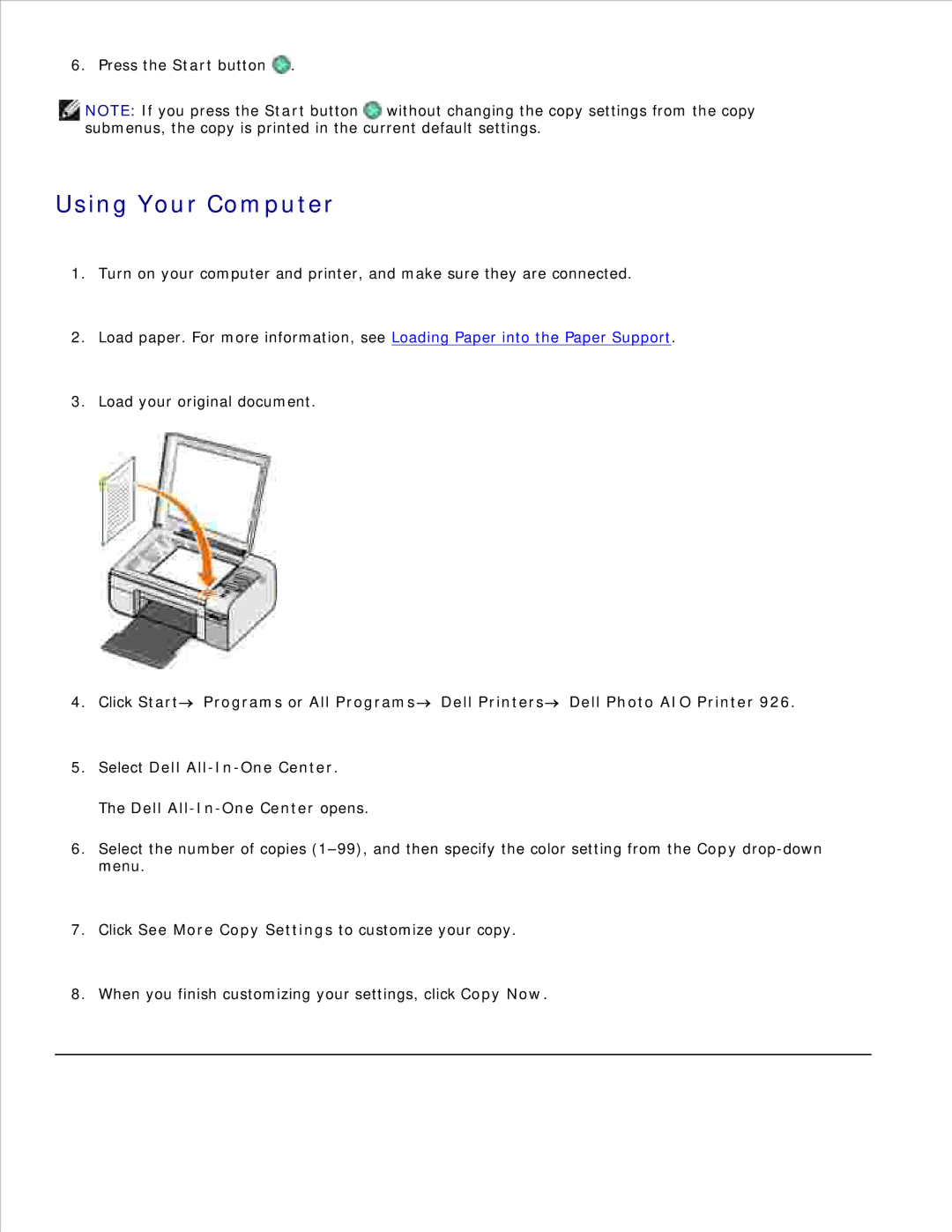 Dell 926 manual Using Your Computer 