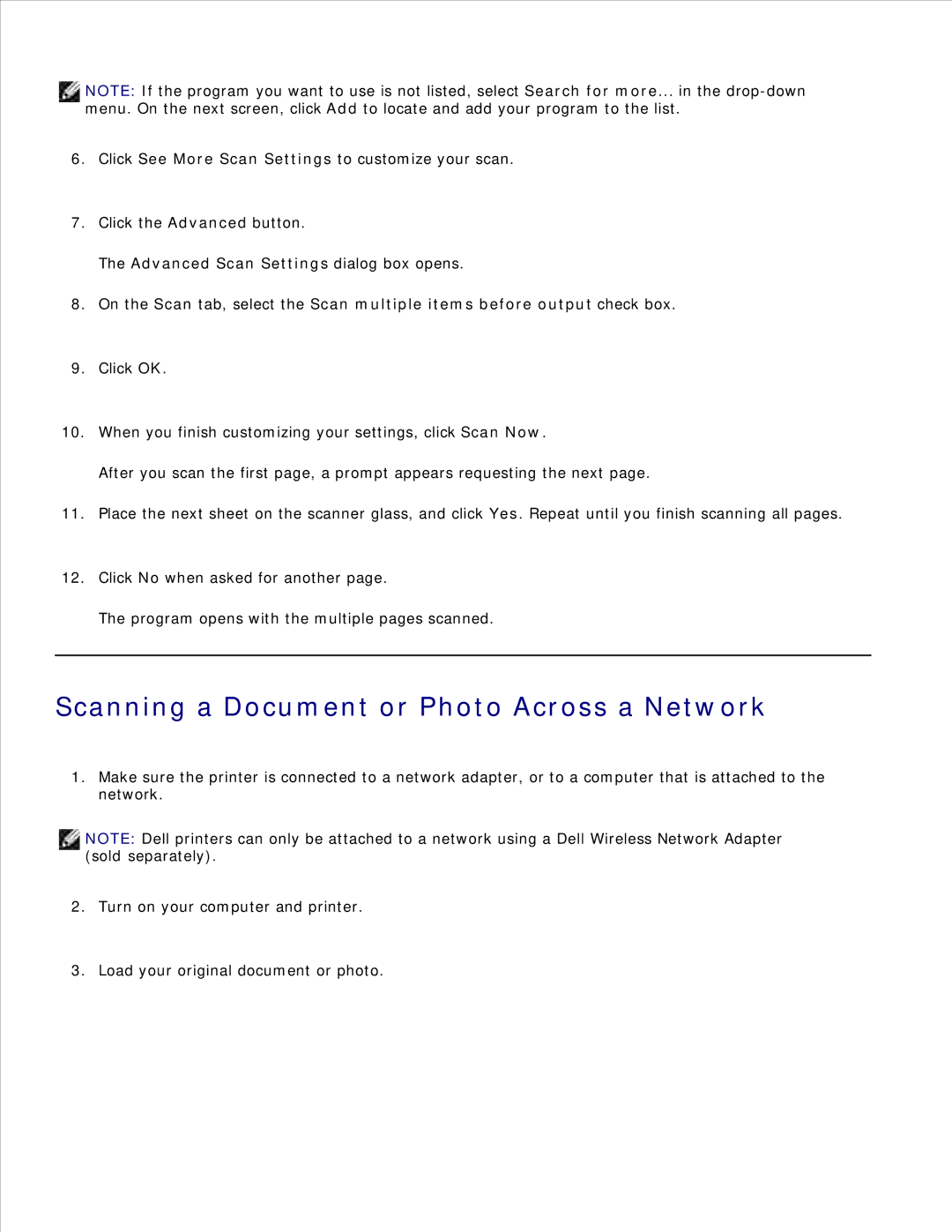 Dell 926 manual Scanning a Document or Photo Across a Network 