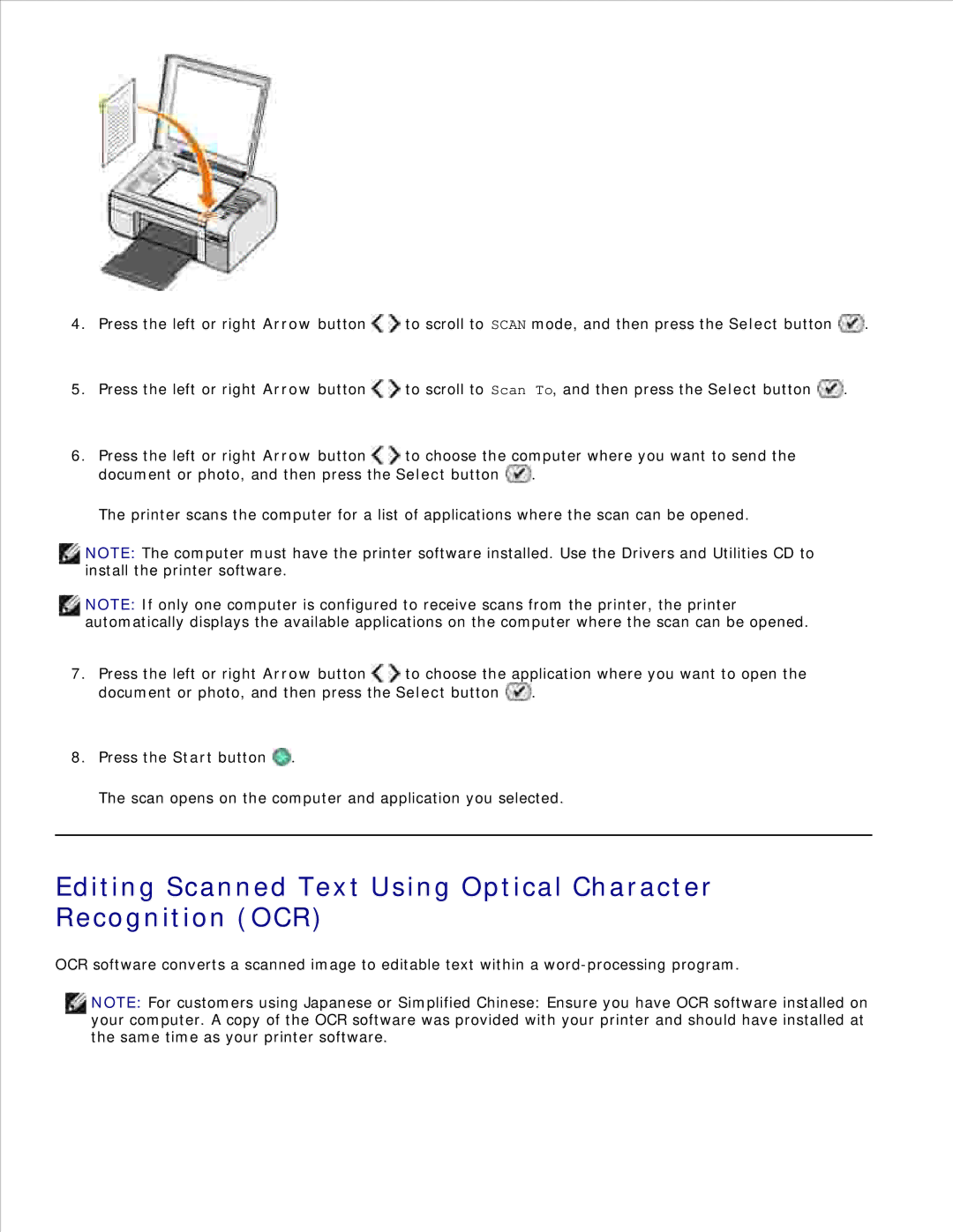 Dell 926 manual Editing Scanned Text Using Optical Character Recognition OCR 