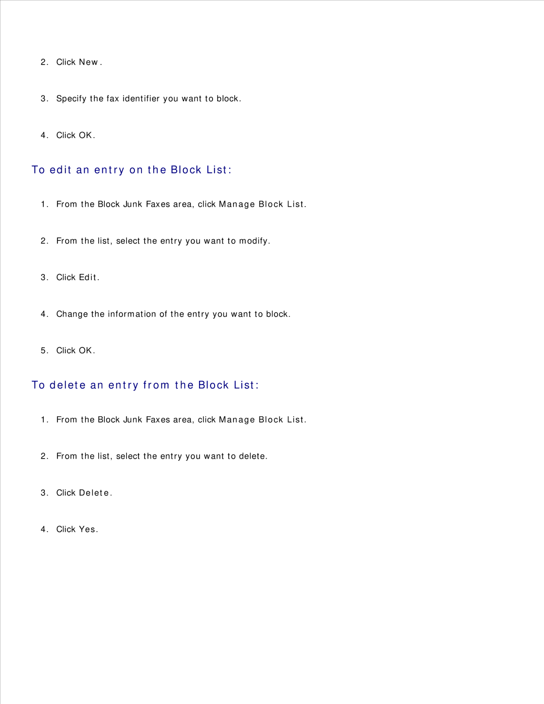 Dell 926 manual To edit an entry on the Block List 
