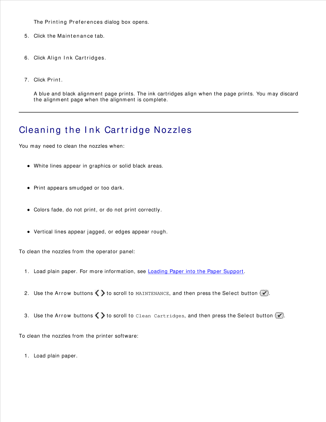 Dell 926 manual Cleaning the Ink Cartridge Nozzles, Click Align Ink Cartridges 