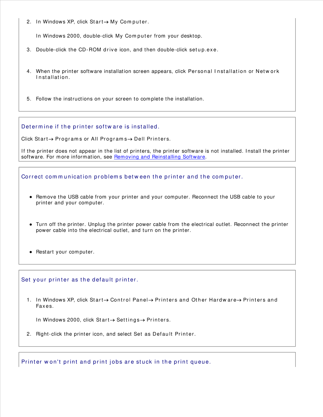 Dell 926 manual Determine if the printer software is installed, Click Start Programs or All Programs Dell Printers 