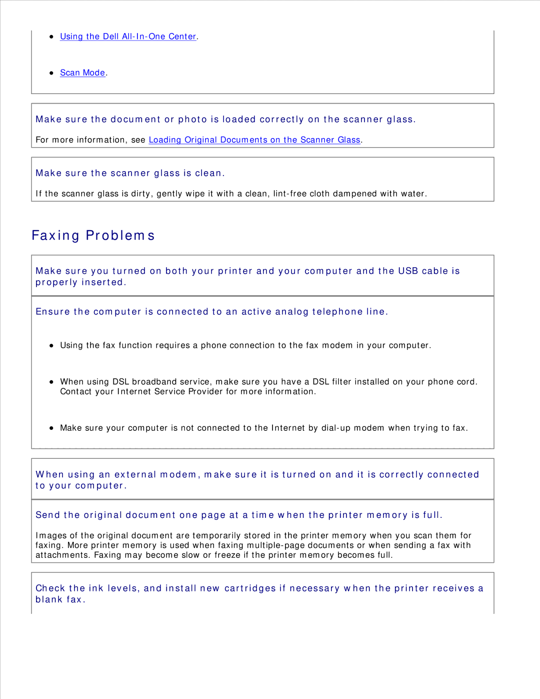 Dell 926 manual Faxing Problems 