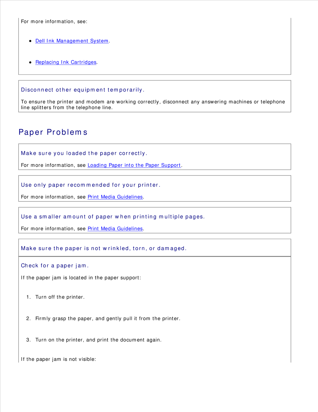 Dell 926 manual Paper Problems, Disconnect other equipment temporarily 