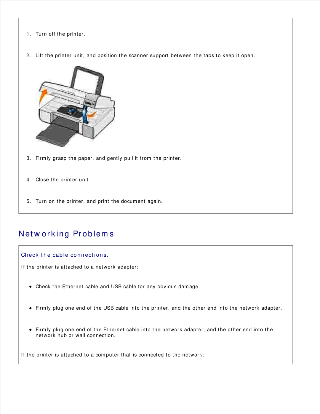 Dell 926 manual Networking Problems, Check the cable connections 