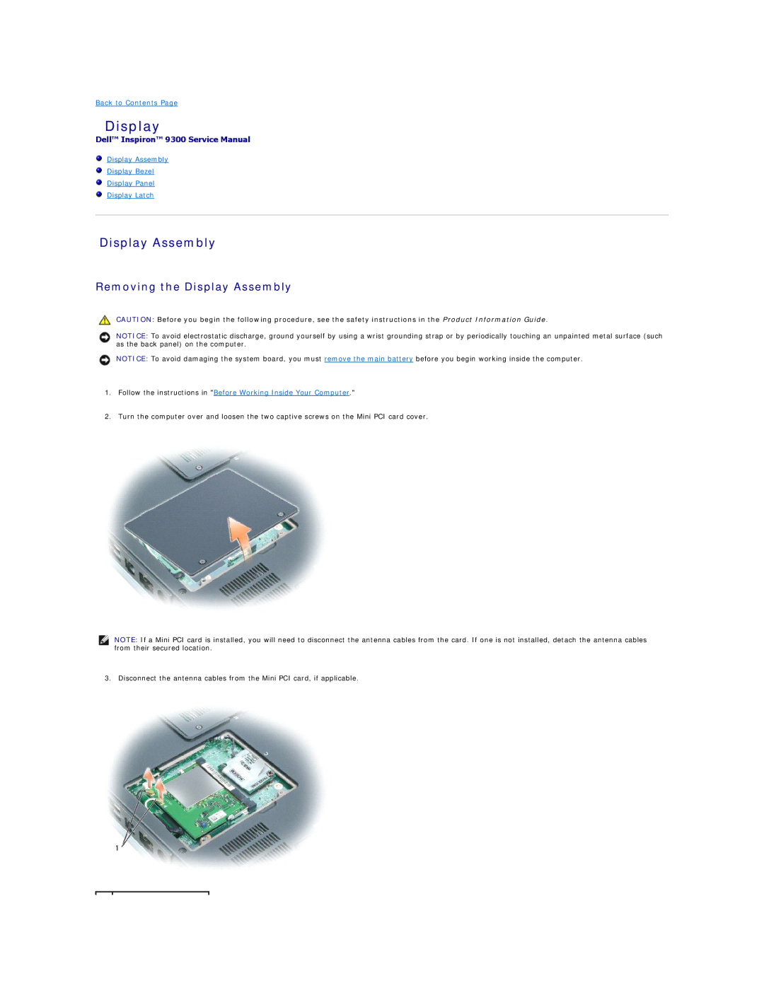 Dell 9300 manual Display Assembly 