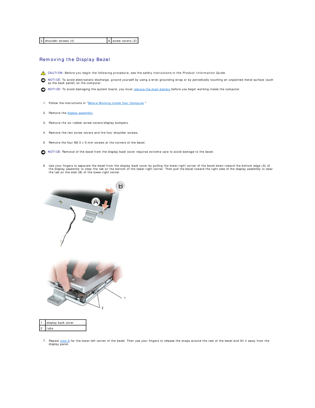 Dell 9300 manual Removing the Display Bezel 