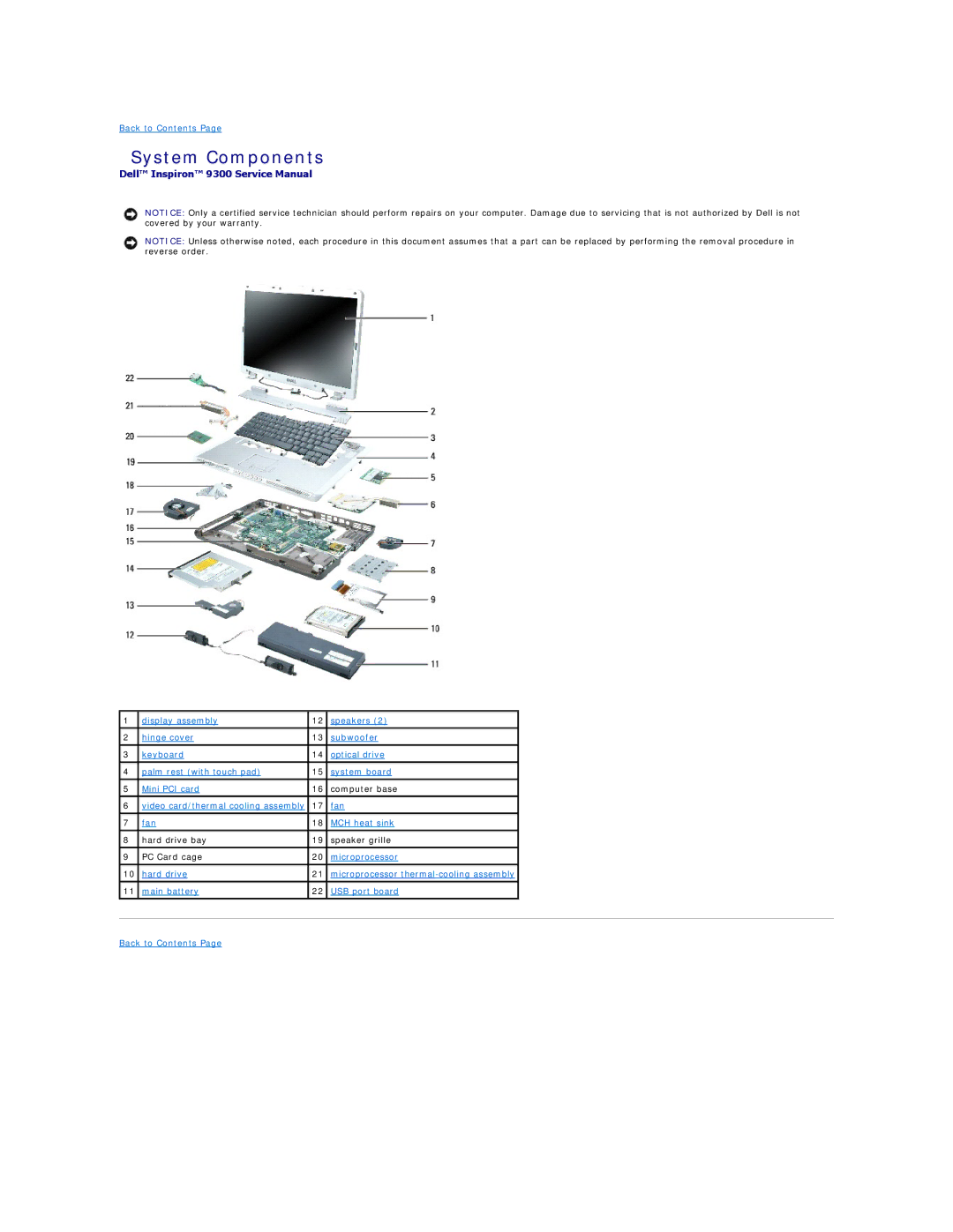 Dell 9300 manual System Components 