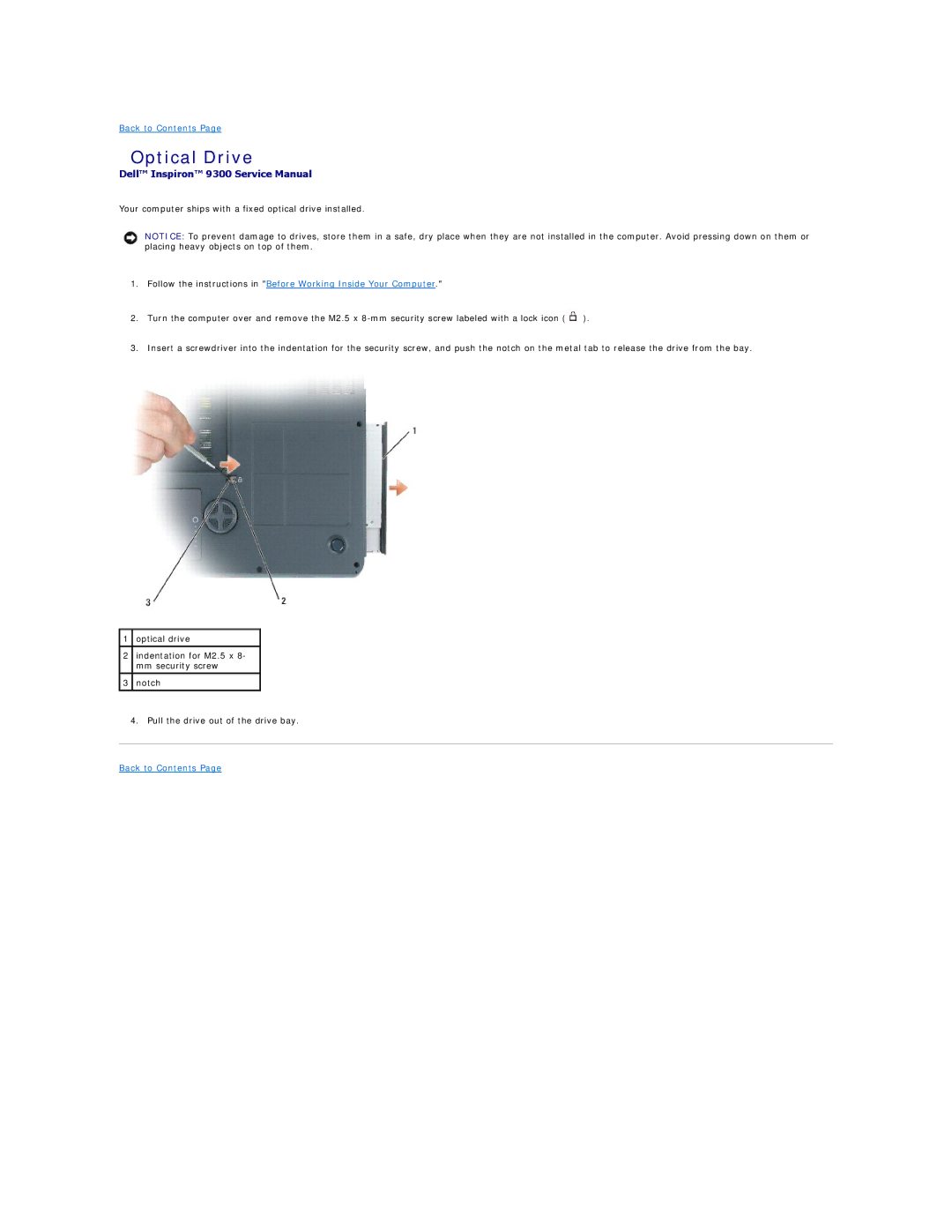 Dell 9300 manual Optical Drive 