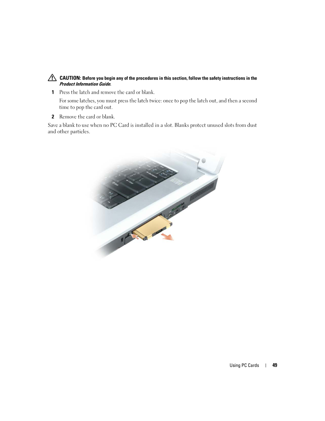 Dell 9300 owner manual Using PC Cards 