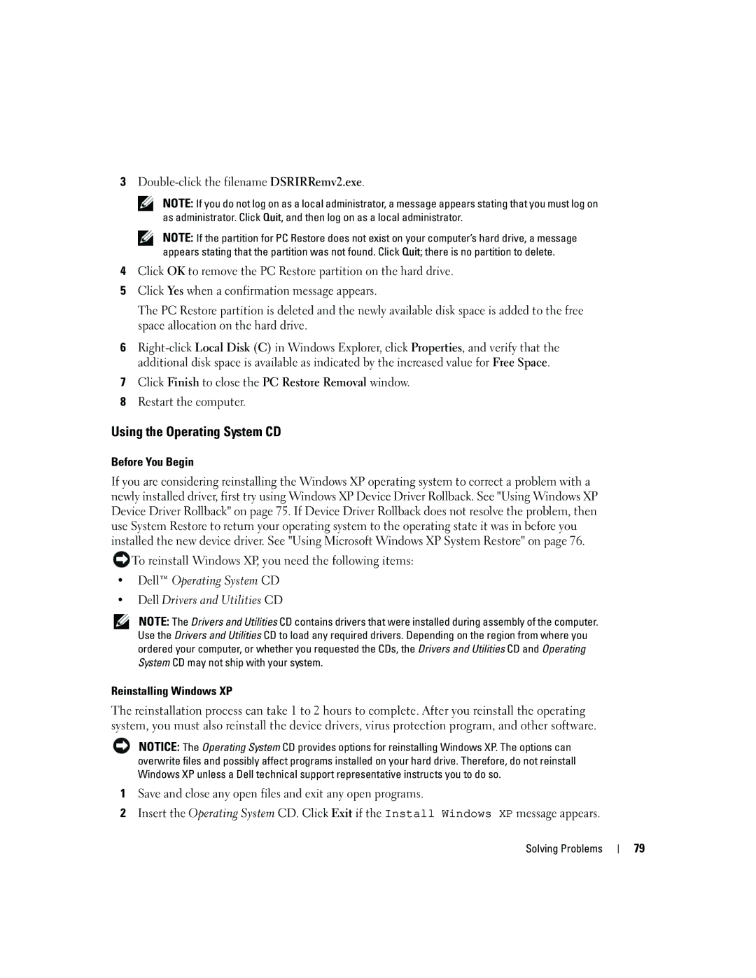 Dell 9300 owner manual Using the Operating System CD, Before You Begin 