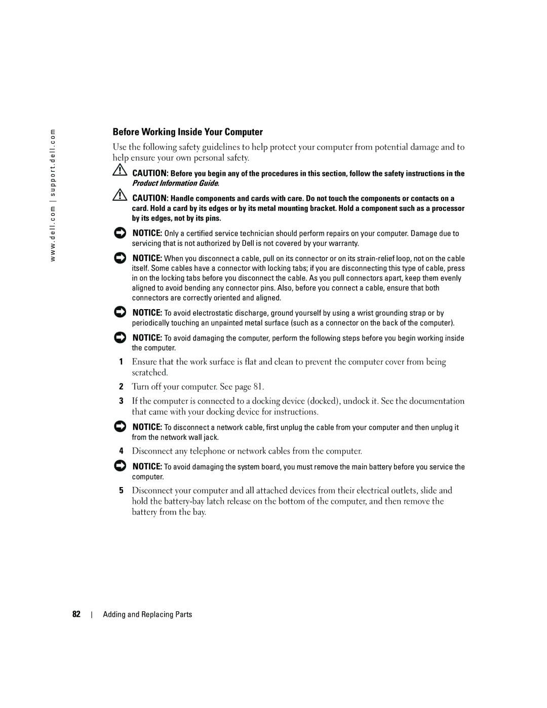 Dell 9300 owner manual Before Working Inside Your Computer 