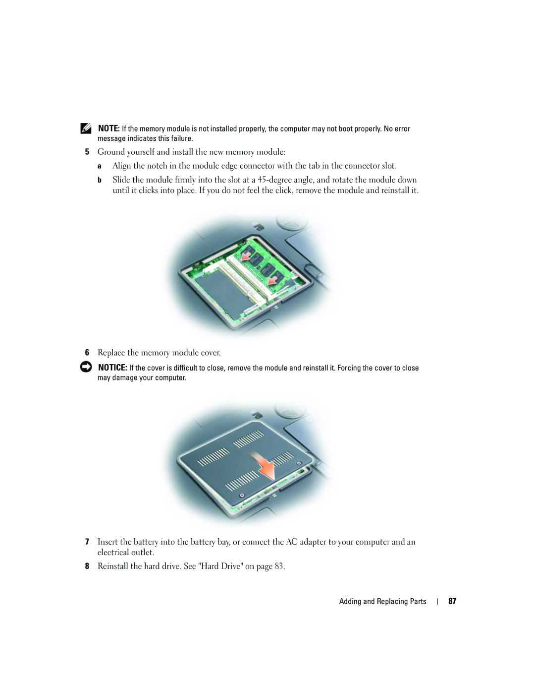 Dell 9300 owner manual Adding and Replacing Parts 