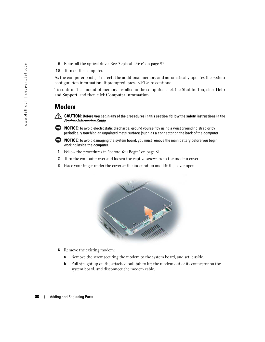 Dell 9300 owner manual Modem 