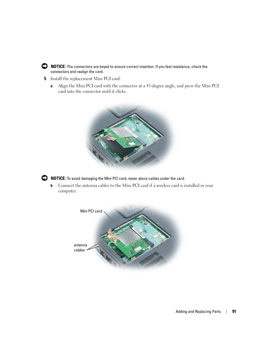 Dell 9300 owner manual Antenna cables Adding and Replacing Parts 