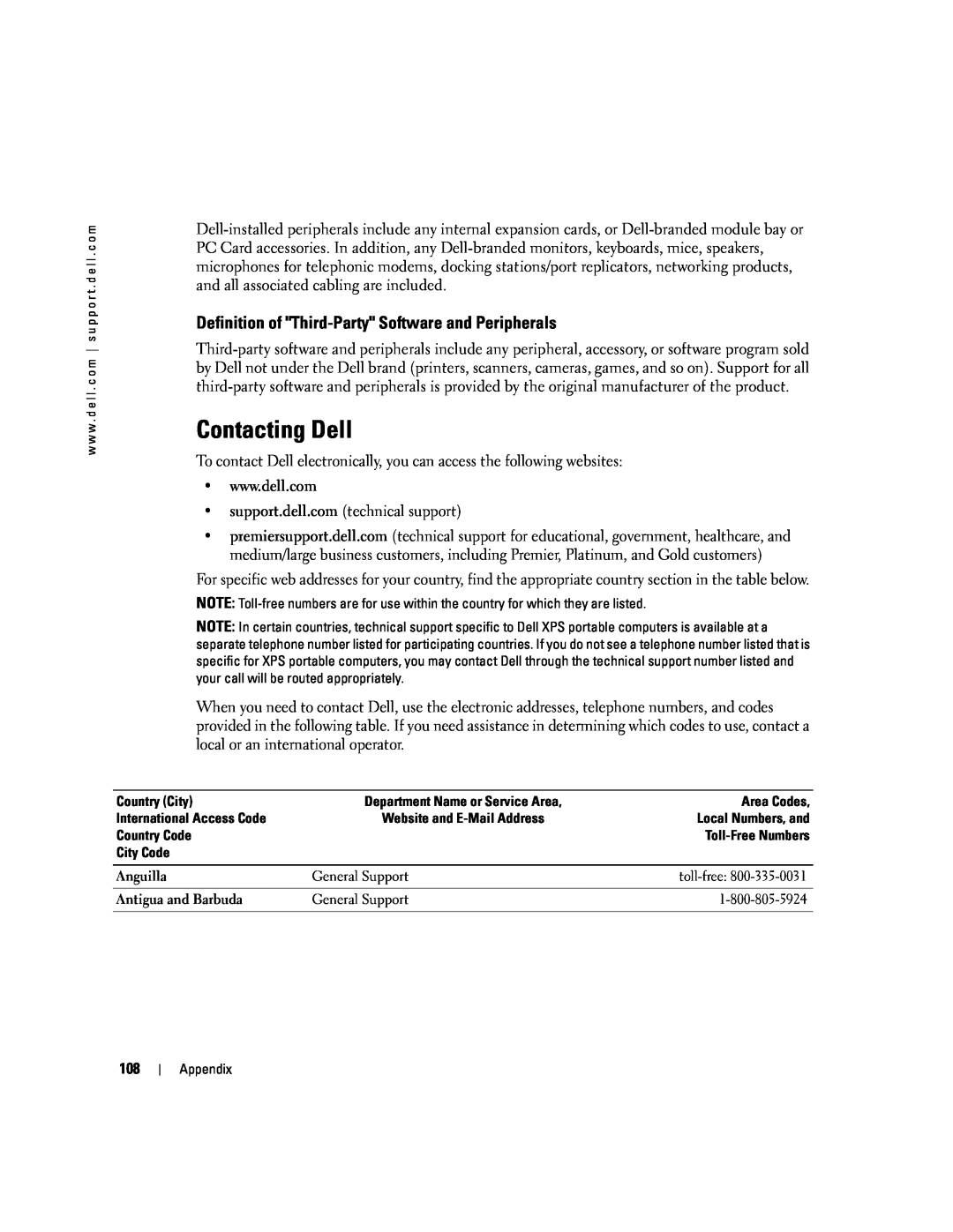 Dell 9300 owner manual Contacting Dell, Definition of Third-Party Software and Peripherals 