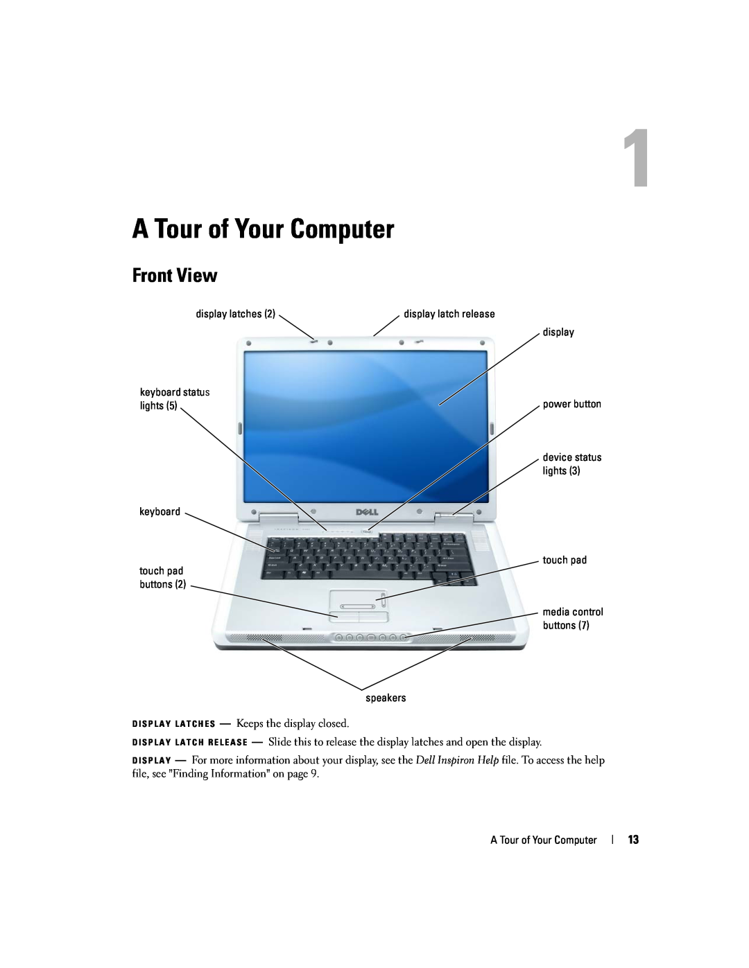 Dell 9300 owner manual A Tour of Your Computer, Front View 