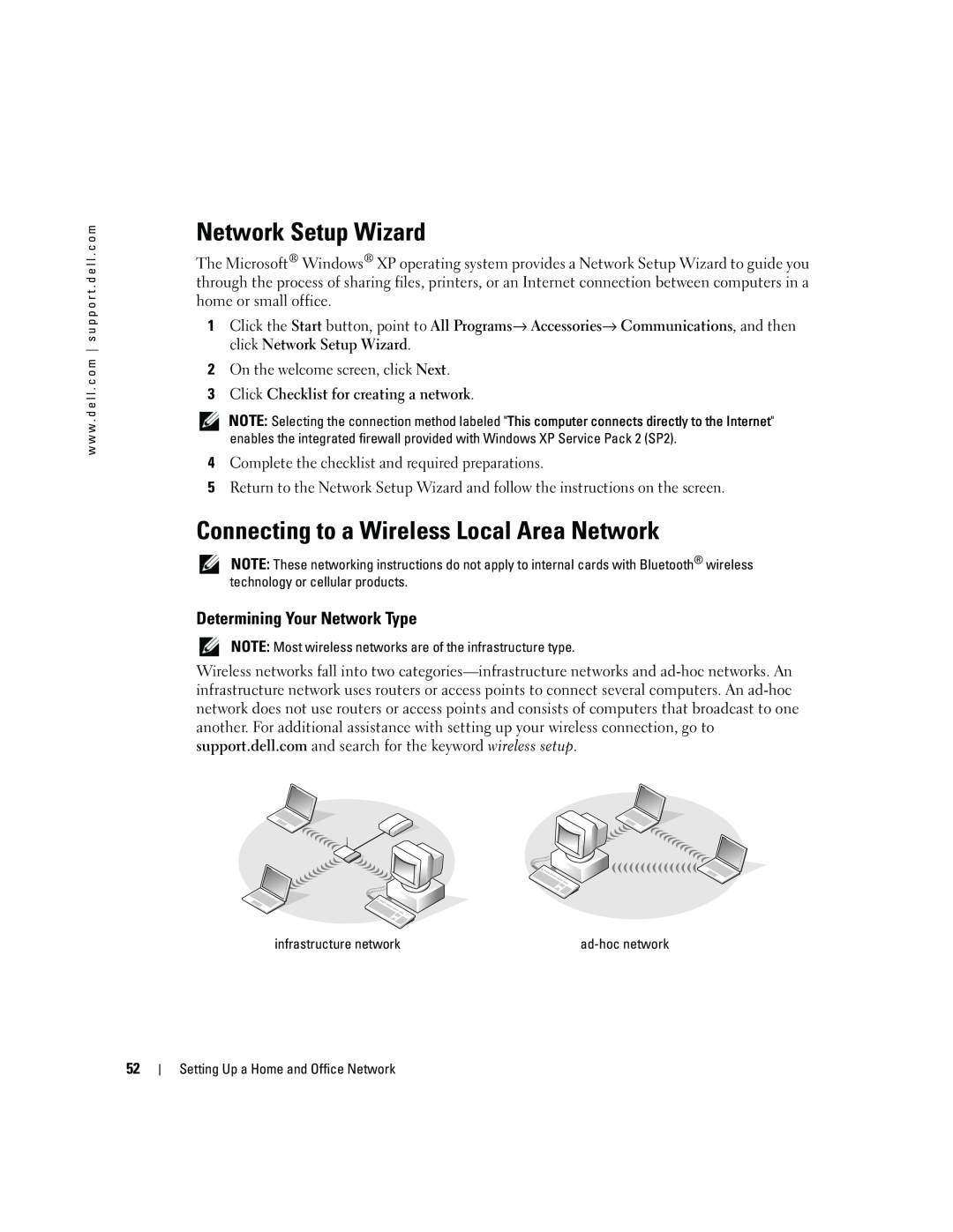 Dell 9300 owner manual Network Setup Wizard, Connecting to a Wireless Local Area Network, Determining Your Network Type 