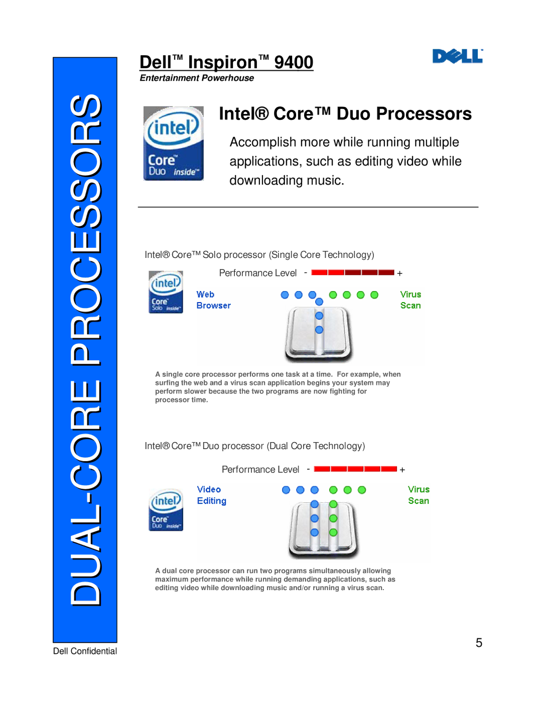 Dell 9400 manual DUAL-CORE Processors, Intel Core Duo Processors 