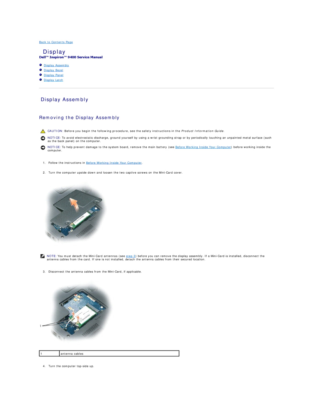 Dell 9400 owner manual Display Assembly 