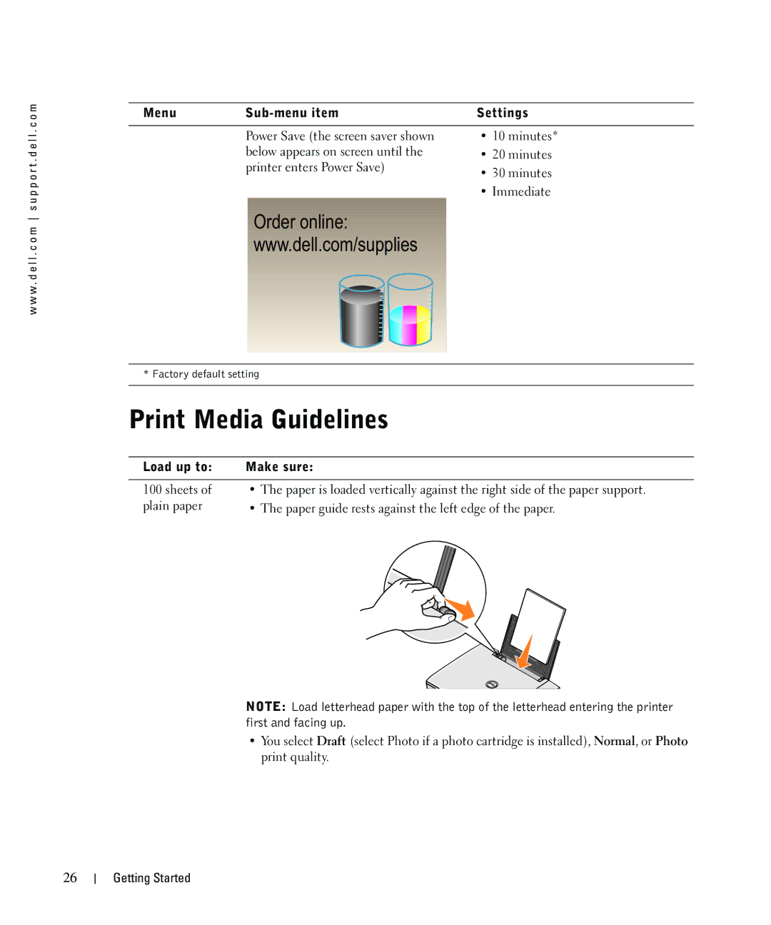 Dell 942 owner manual Print Media Guidelines, Load up to Make sure 