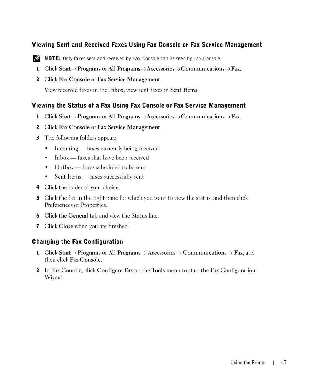 Dell 942 owner manual Changing the Fax Configuration 