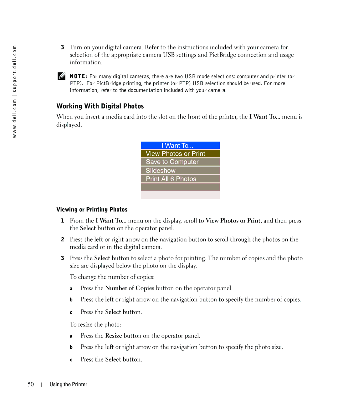 Dell 942 owner manual Working With Digital Photos, Viewing or Printing Photos 