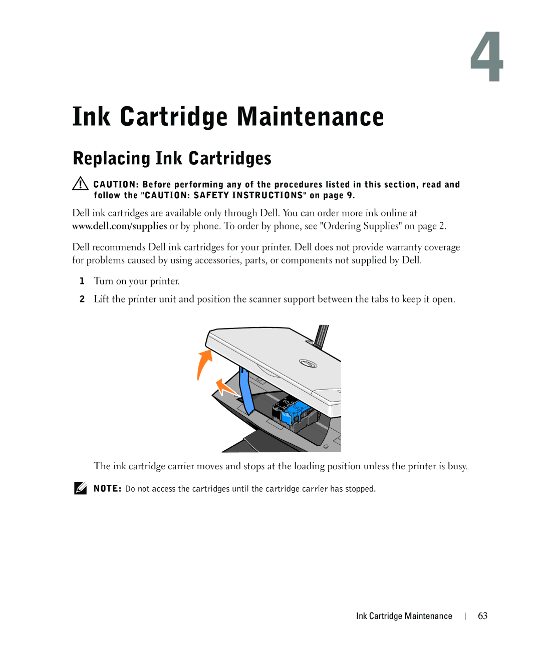 Dell 942 owner manual Replacing Ink Cartridges, Follow the Caution Safety Instructions on 