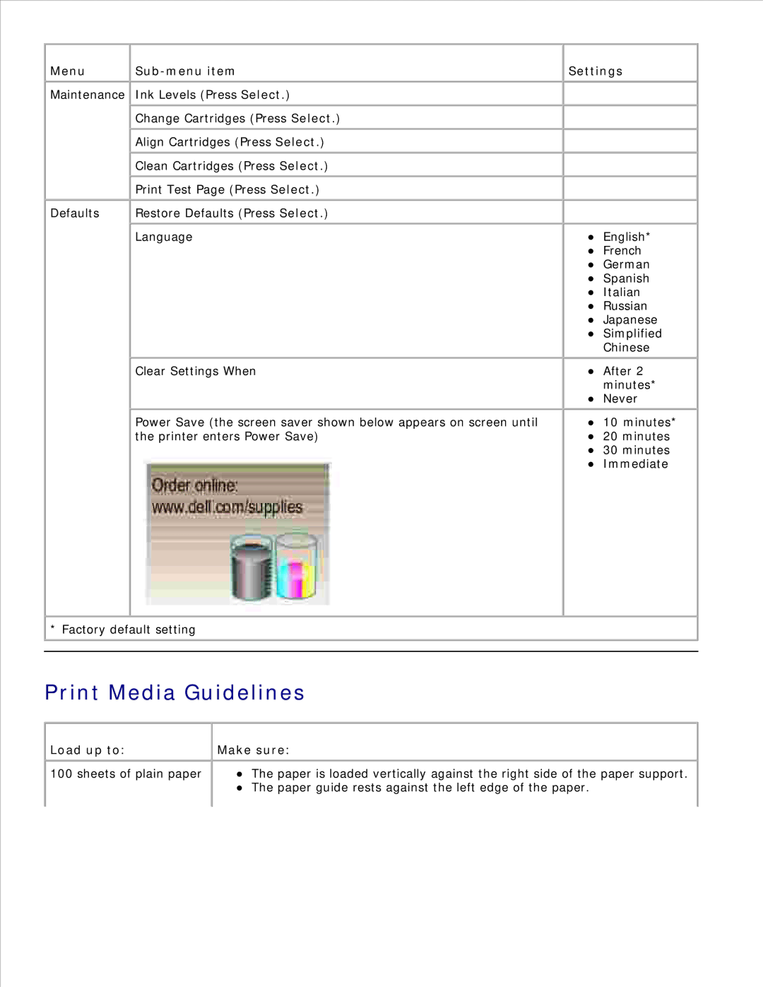 Dell 942 manual Print Media Guidelines, Load up to Make sure 