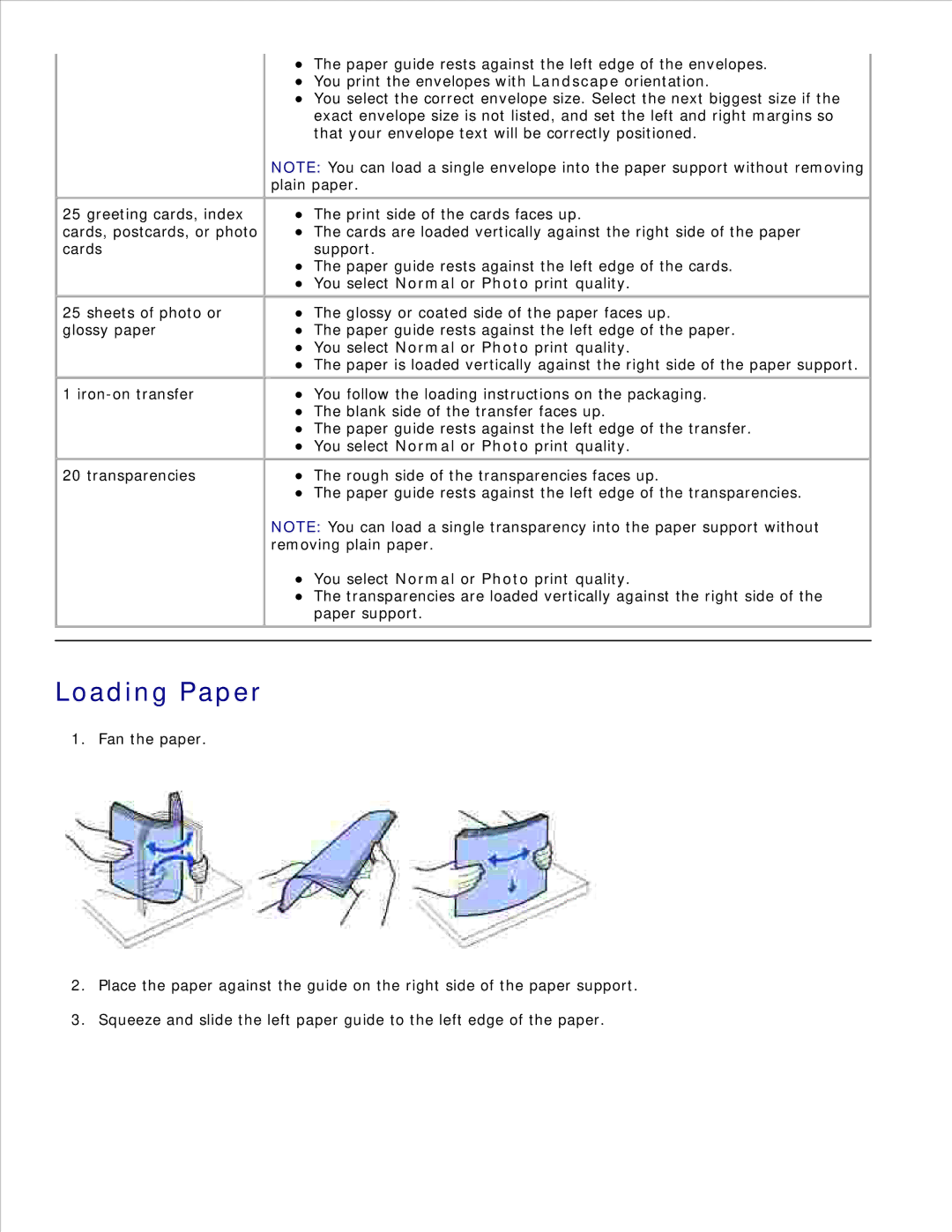 Dell 942 manual Loading Paper, Greeting cards, index cards, postcards, or photo cards 