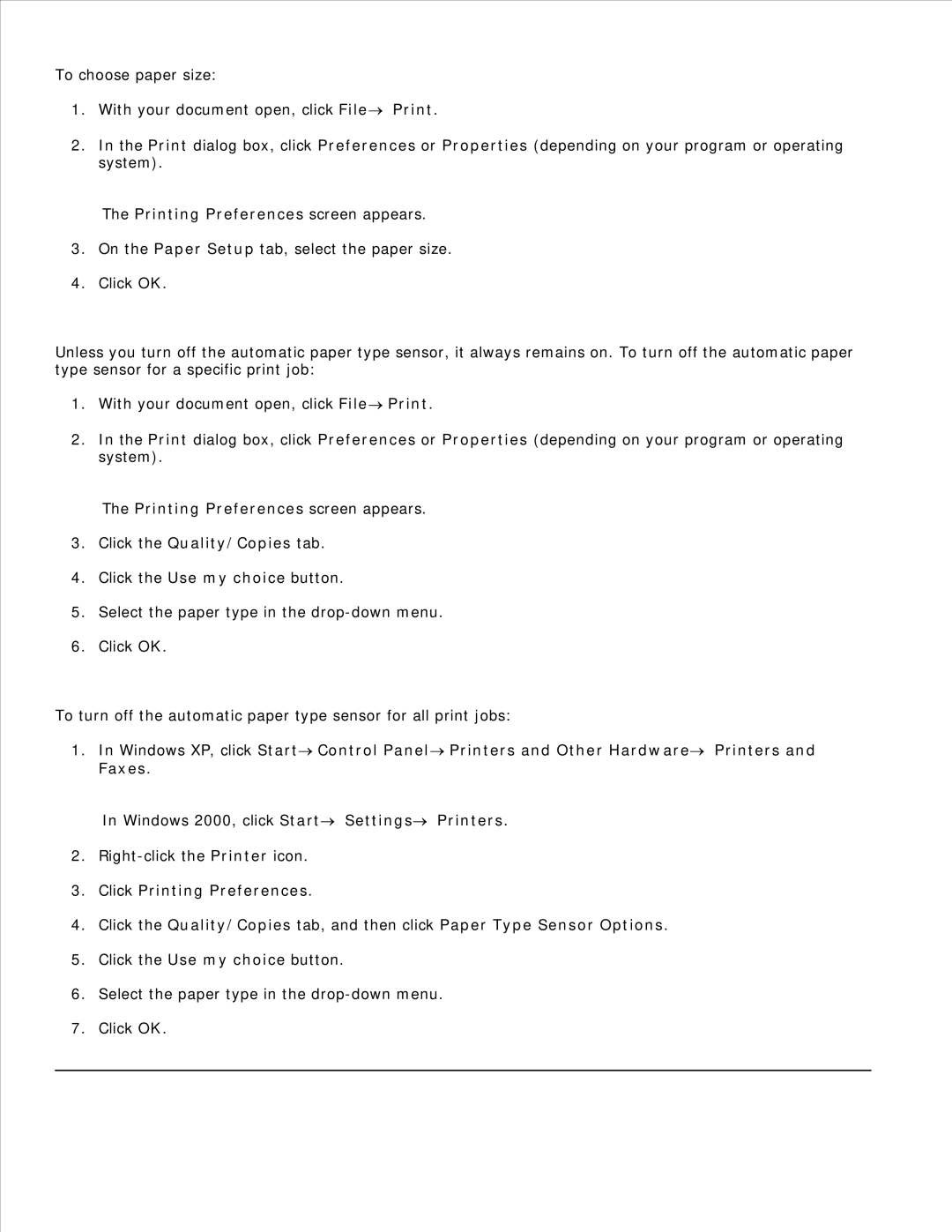 Dell 942 manual Printing Preferences screen appears 